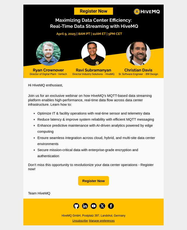 Live Session | "Maximizing Data Center Efficiency: Real-Time Data Streaming with HiveMQ"