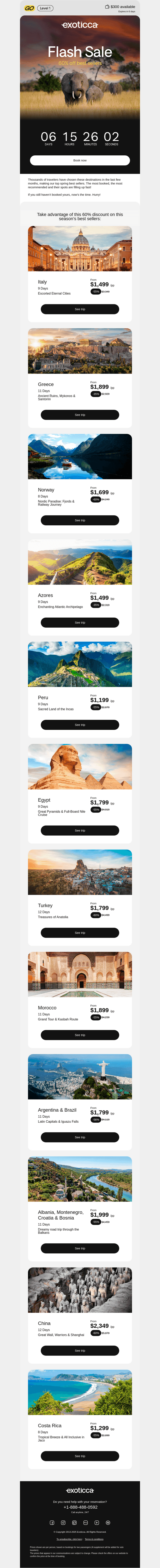 Flash Sale: 60% Off spring promo