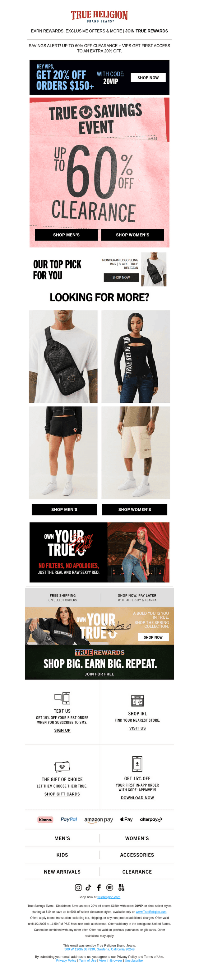 VIP ONLY: 60% + 20% OFF CLEARANCE