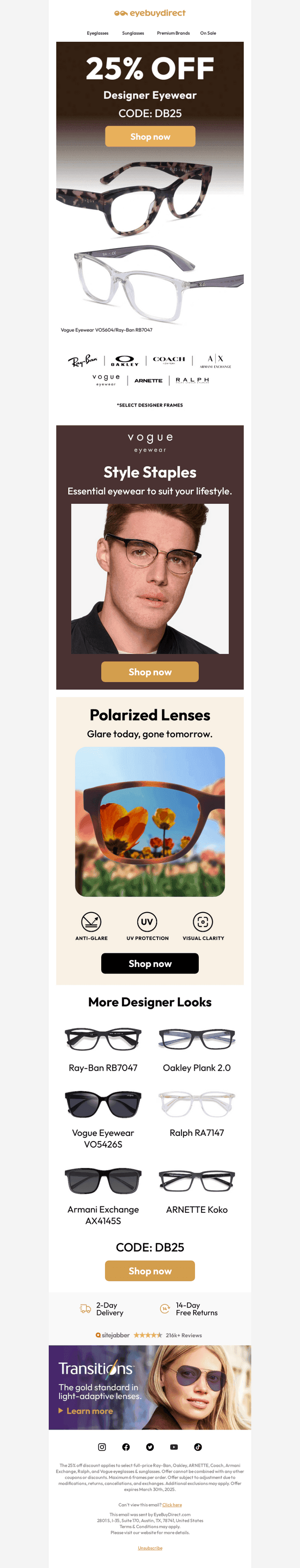 25% Off Designer Eyewear Ends Soon 🤓😎