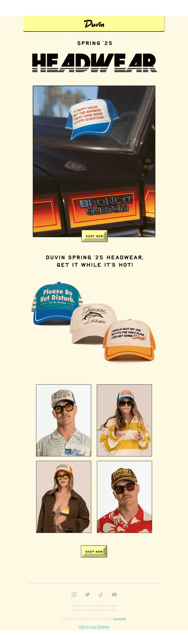 Heads Up - New Duvin Hats Dropped