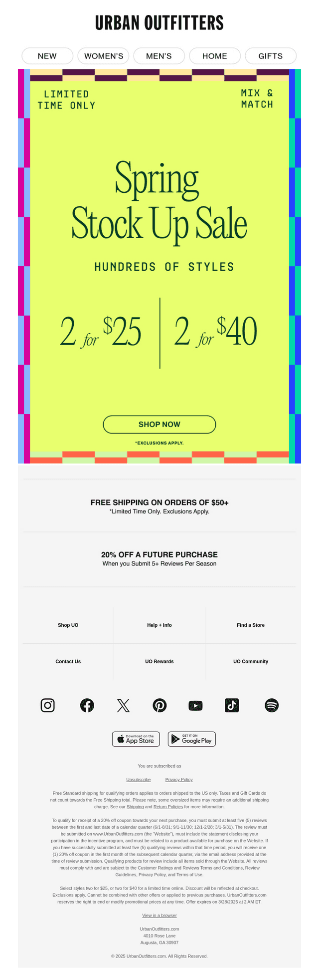ends today! 2 for $25 →