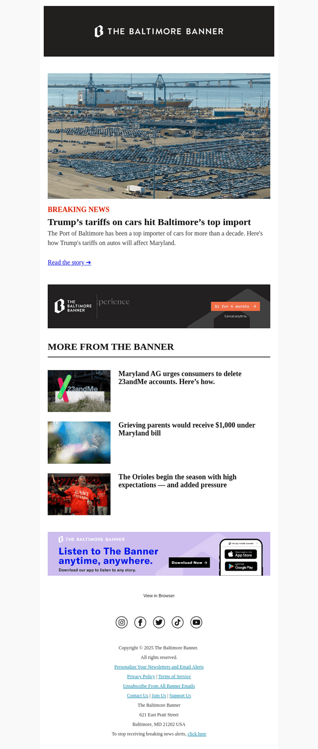 Trump’s auto tariffs hit Baltimore’s top import