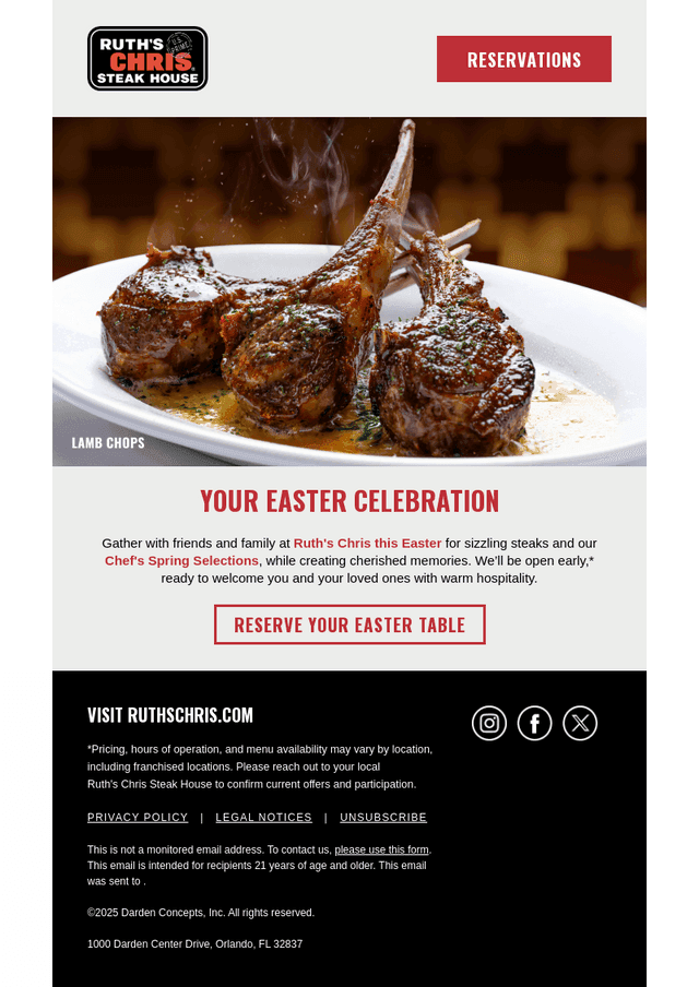 Ruth's Chris email from Thu, Mar 27, 2025