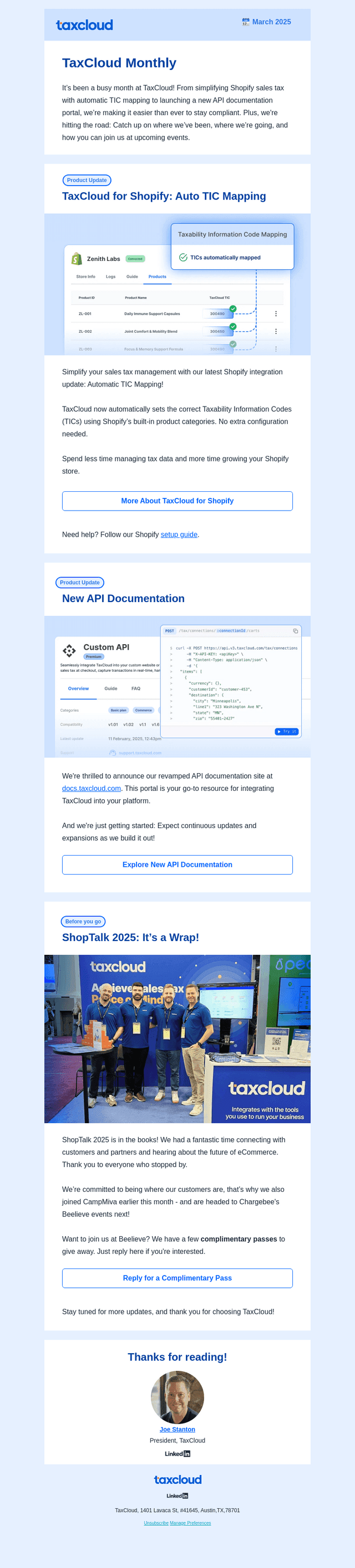 TaxCloud email from Fri, Mar 28, 2025