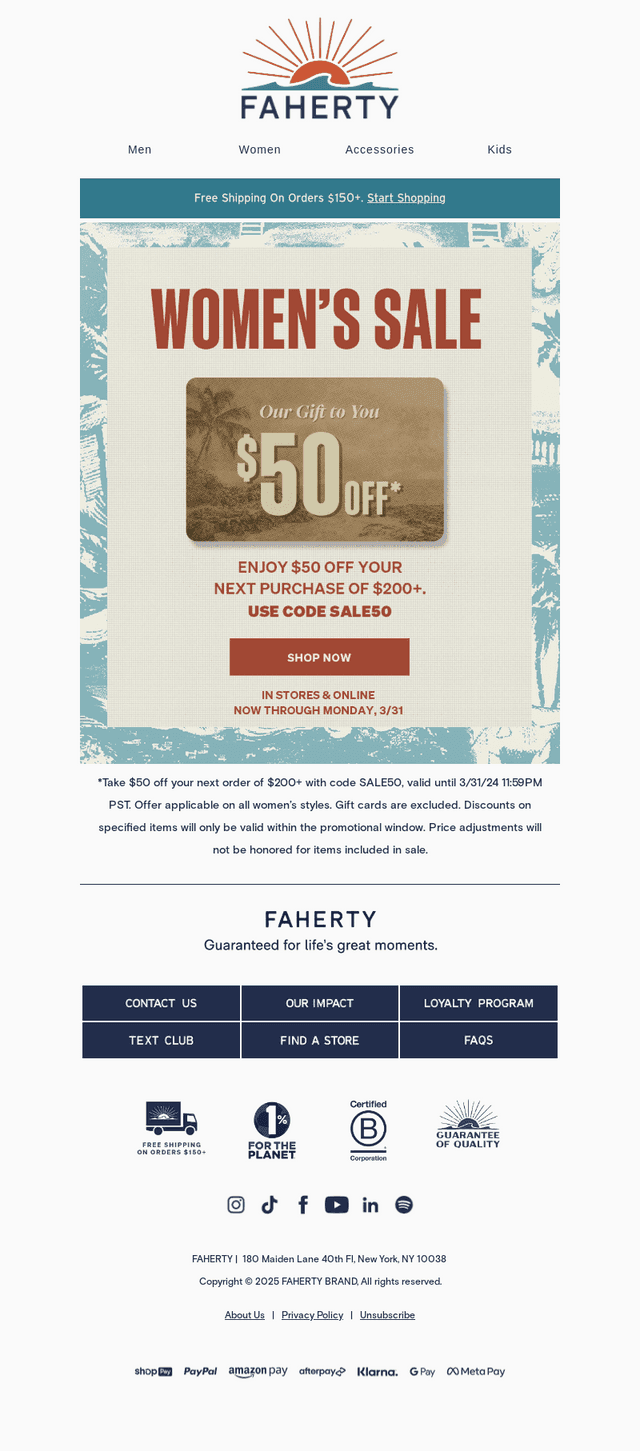 For You: $50 Off All Women's Styles