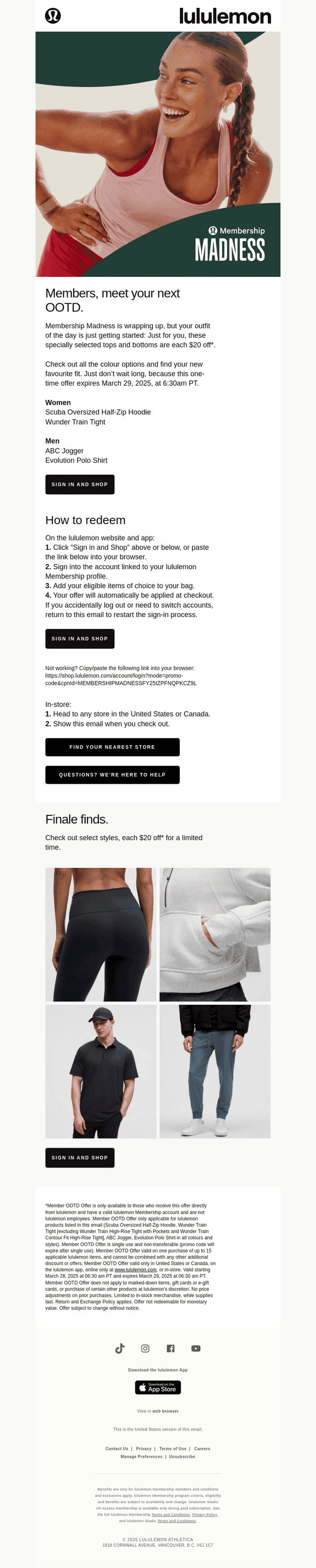 lululemon email from Fri, Mar 28, 2025