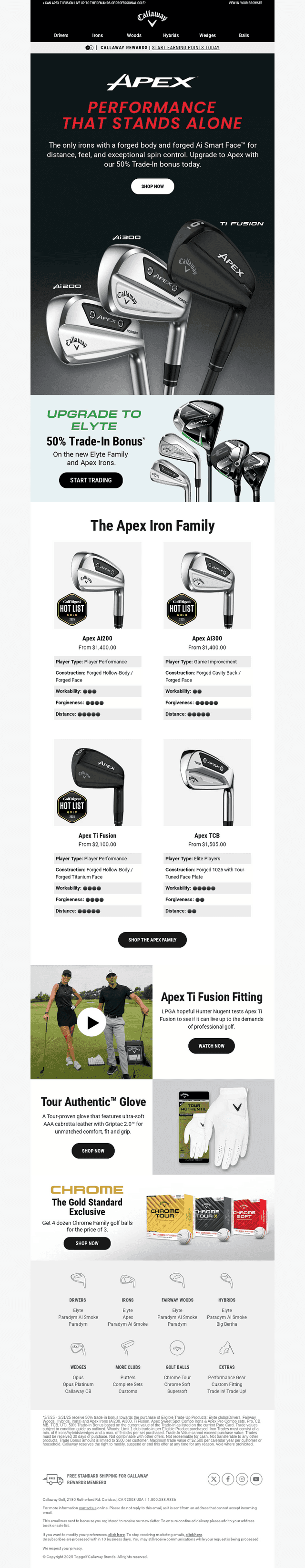 Callaway Golf email from Fri, Mar 28, 2025