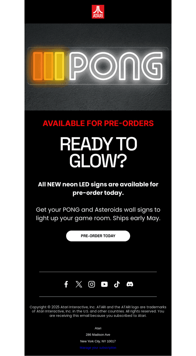 Atari email from Fri, Mar 28, 2025
