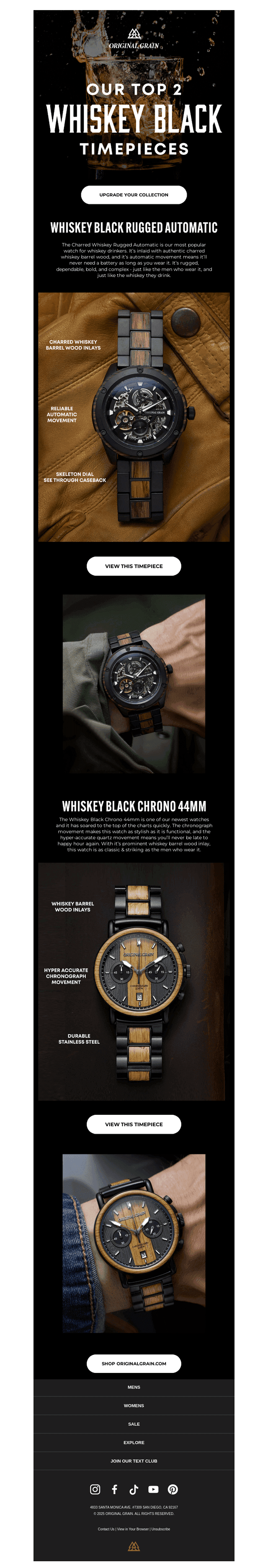 TOP 2 WHISKEY BLACK TIMEPIECES