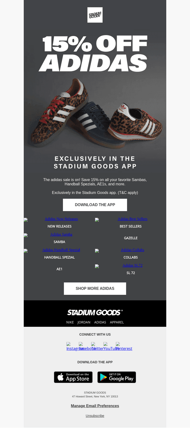 15% Off adidas Starts Now!