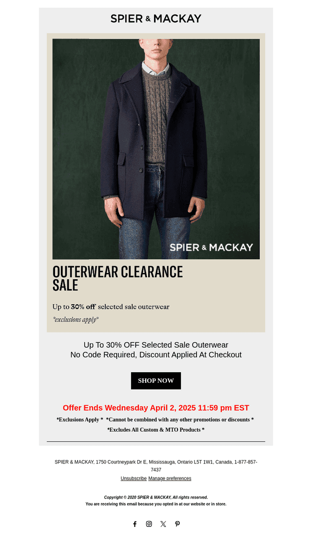 Outerwear Clearance Sale!