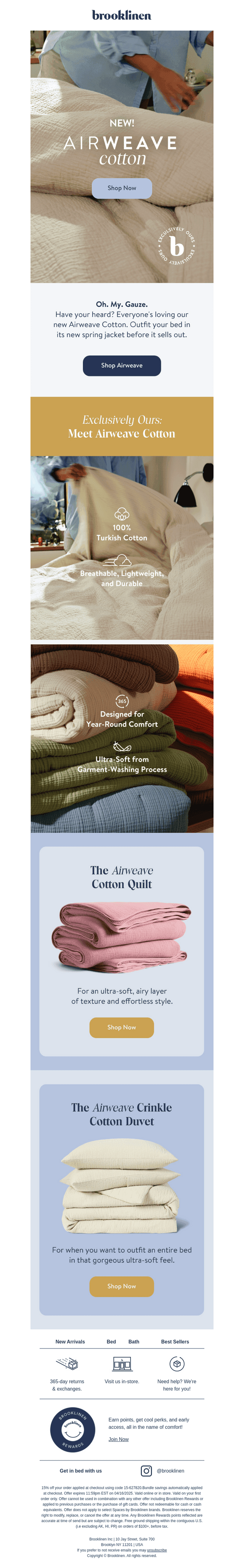 Brooklinen email from Sat, Mar 29, 2025