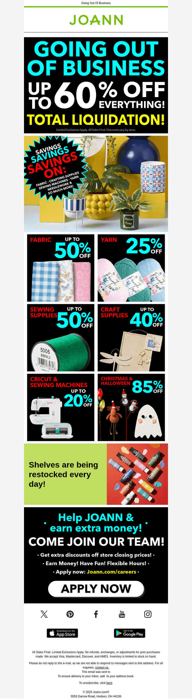 Prices keep getting lower! Now up to 60% off storewide!