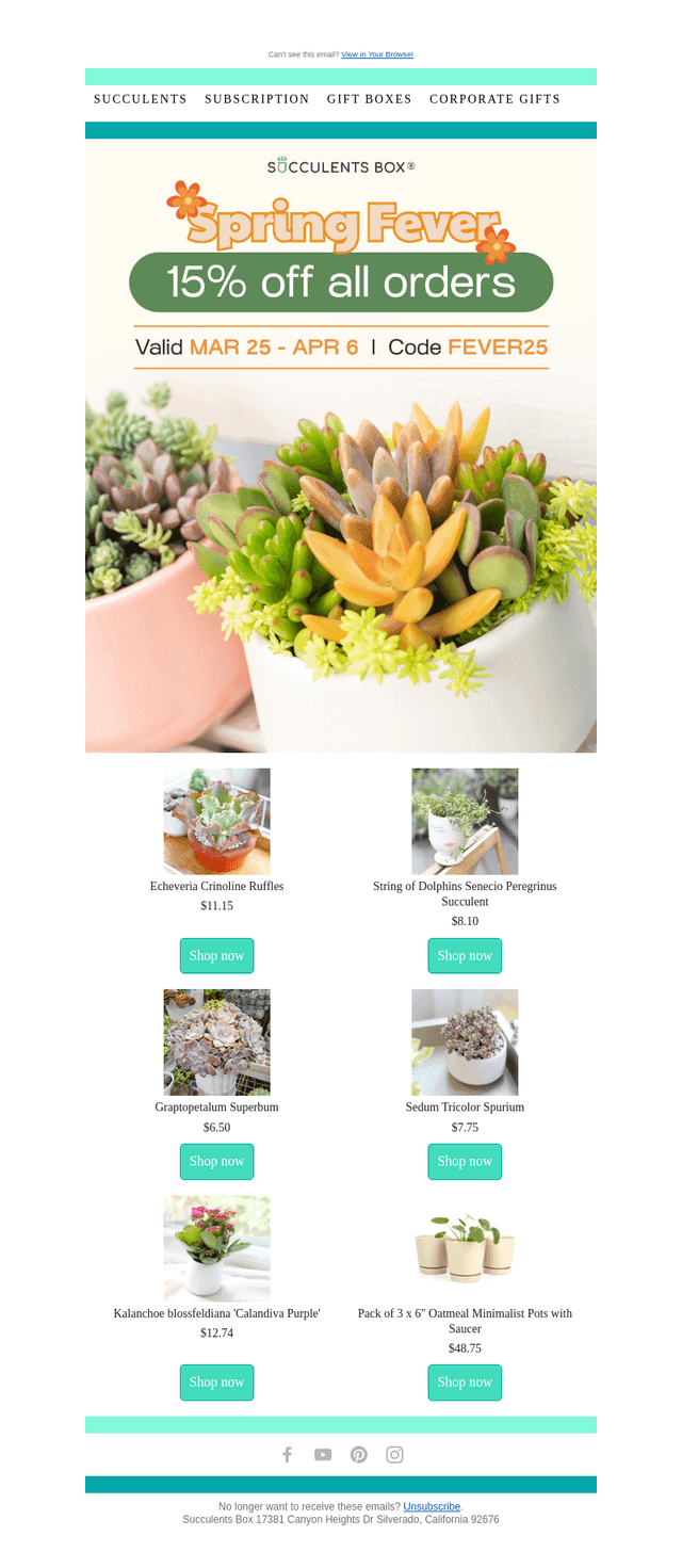 Welcome Spring with 15% off all orders