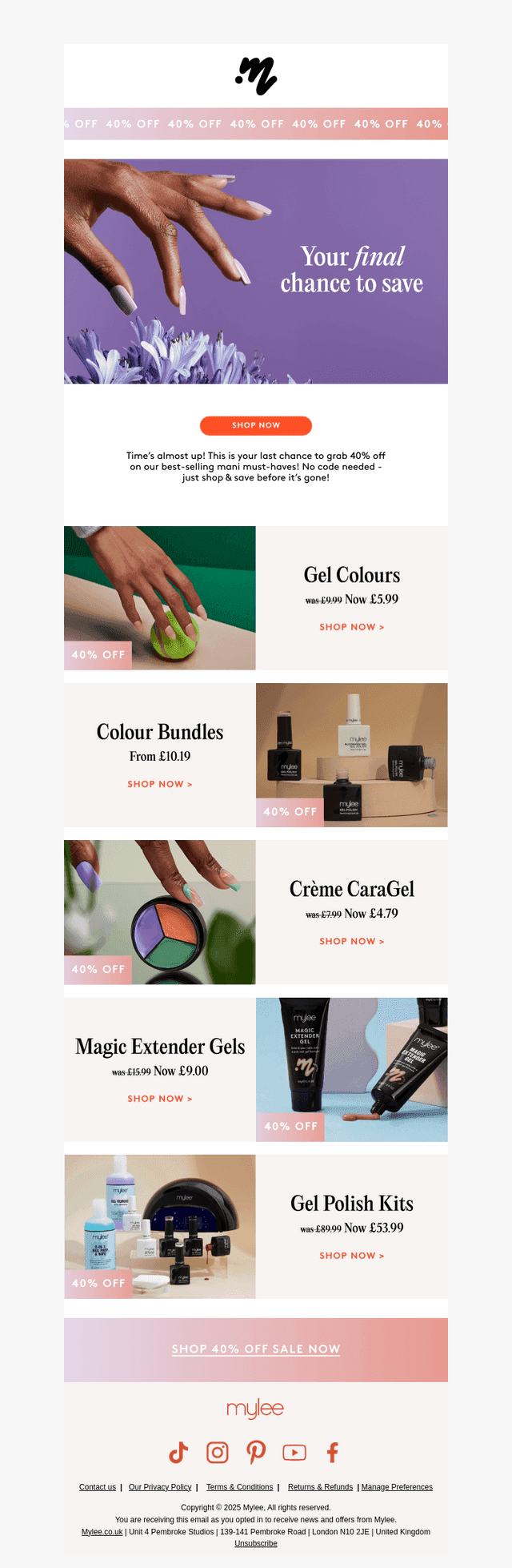 Last chance for 40% off