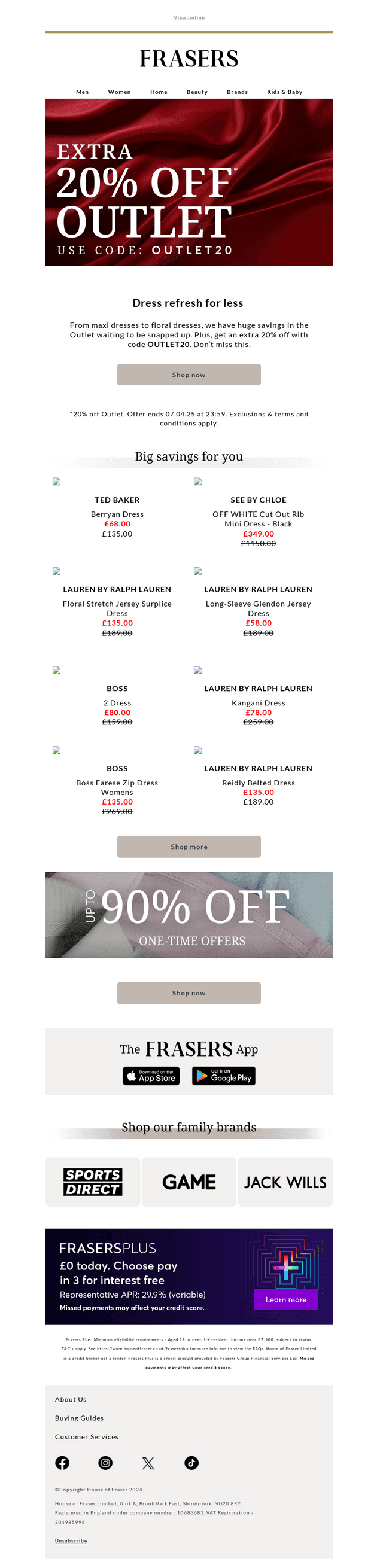 Extra 20% off dresses