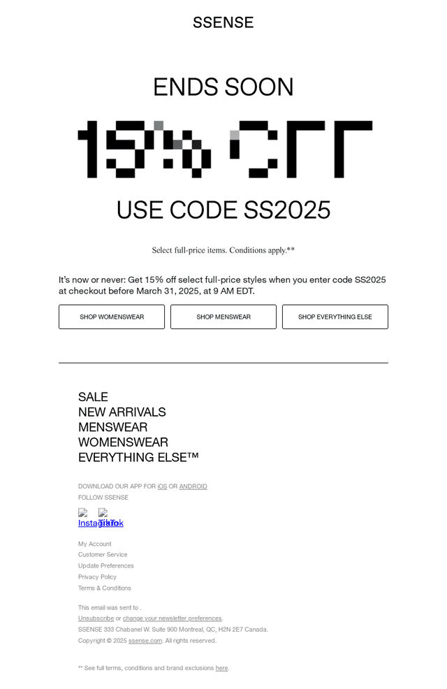 Last Chance for 15% Off
