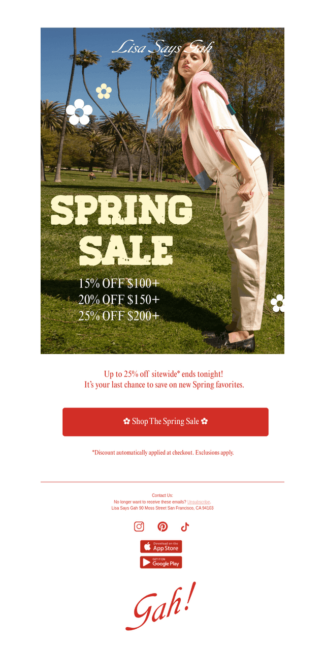 🌸 SPRING SALE ENDS TONIGHT!