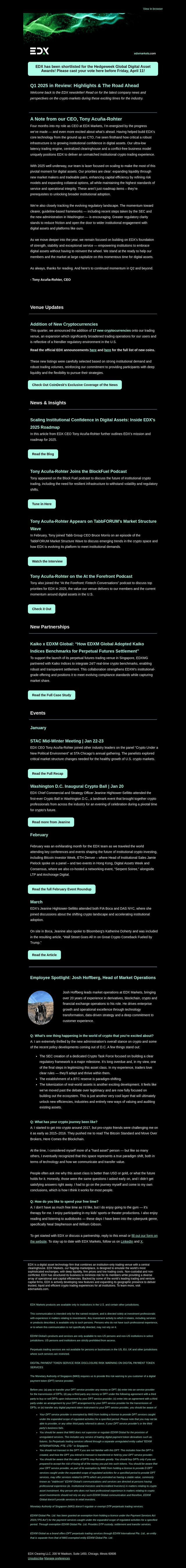 EDX Markets email from Mon, Mar 31, 2025