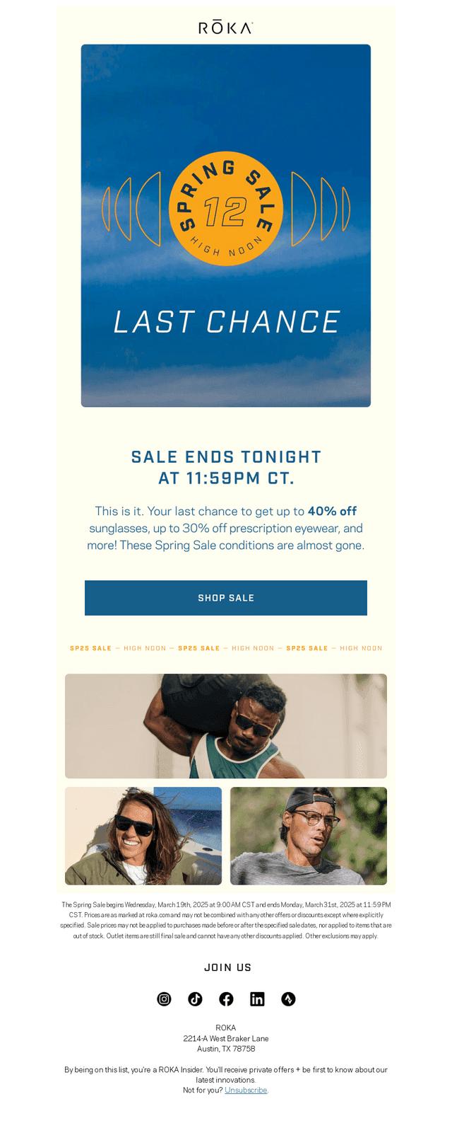 Roka Sports email from Mon, Mar 31, 2025
