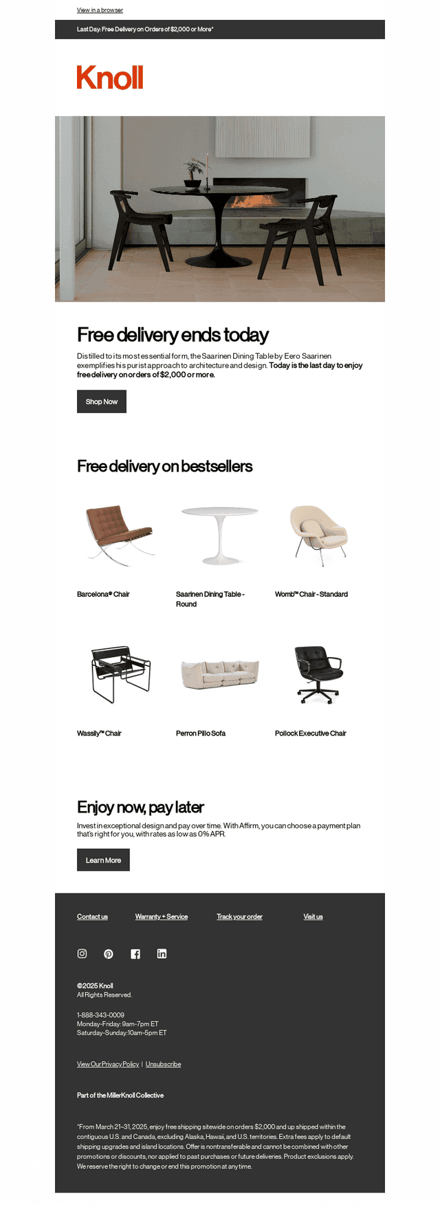 Last day: Free delivery on orders $2,000+