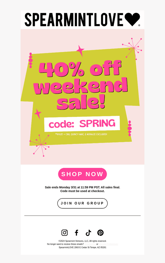 🩷 40% OFF Ends Tonight!