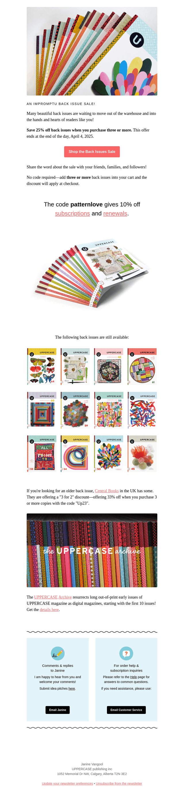 Reminder: UPPERCASE back issues SALE!