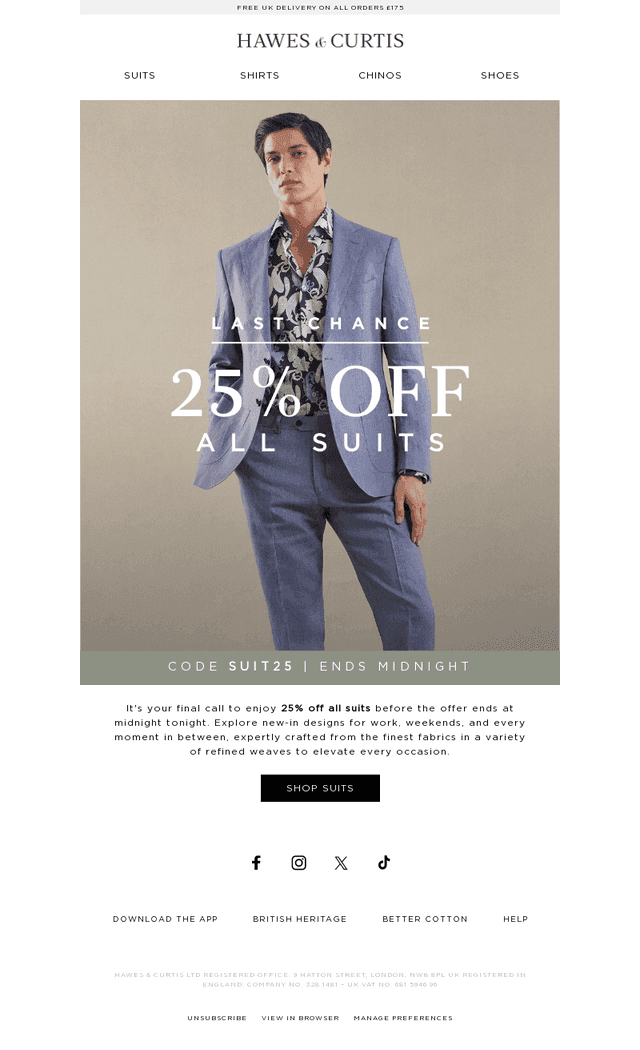 25% Off Suits | Ends At Midnight