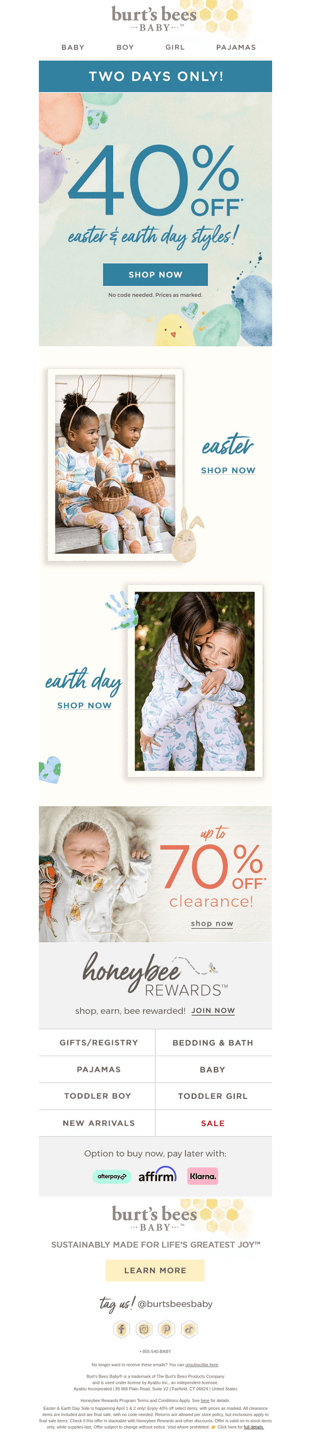 Burt's Bees Baby email from Tue, Apr 1, 2025