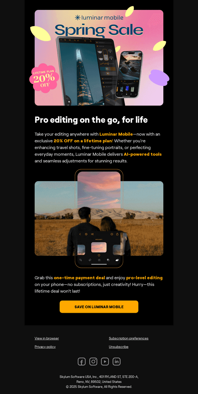 📸 Get Luminar Mobile for life – 20% off