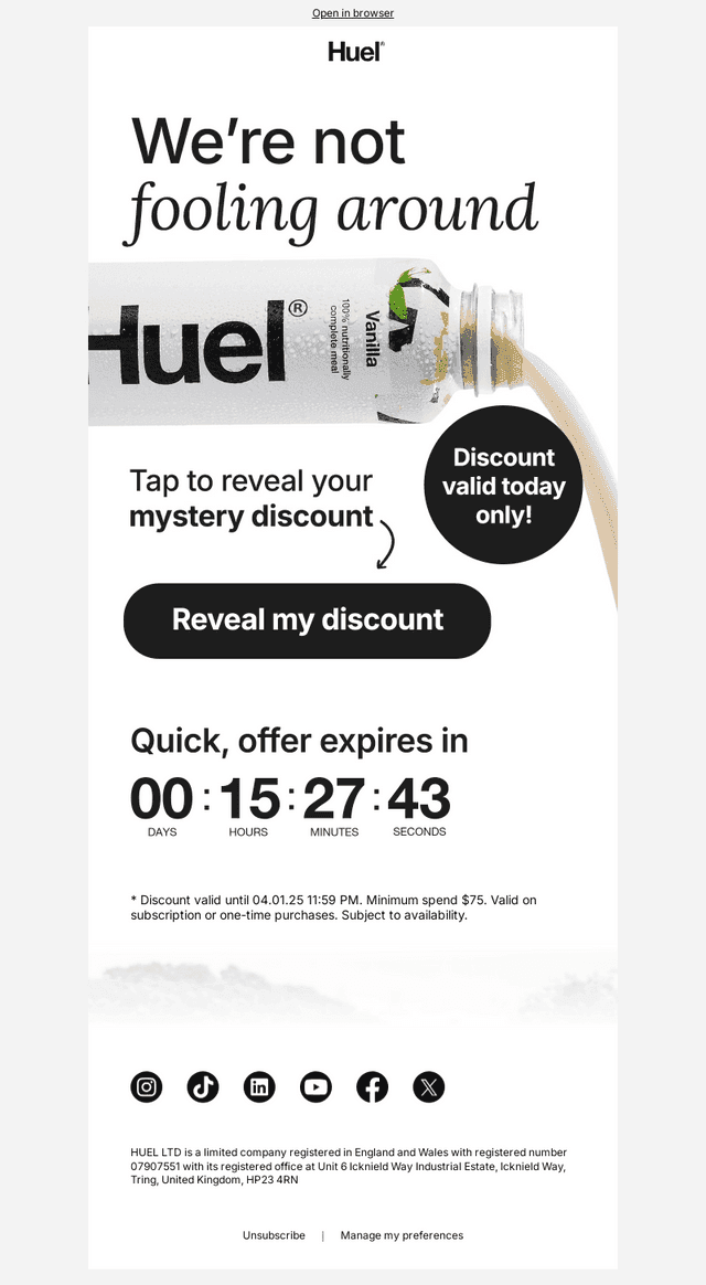 No joke. Mystery discount inside.