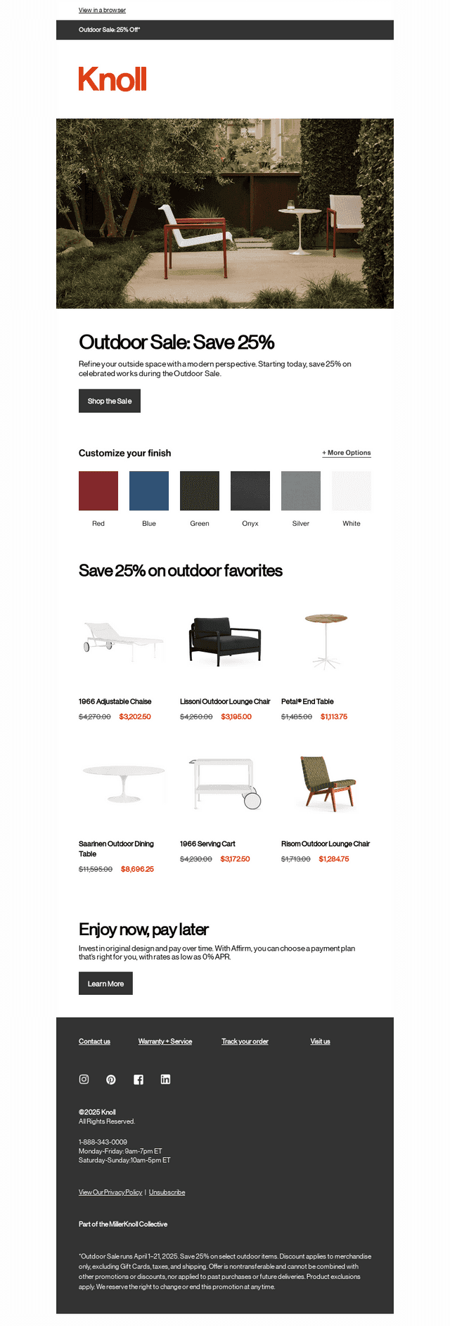 Starting today: 25% off outdoor collections