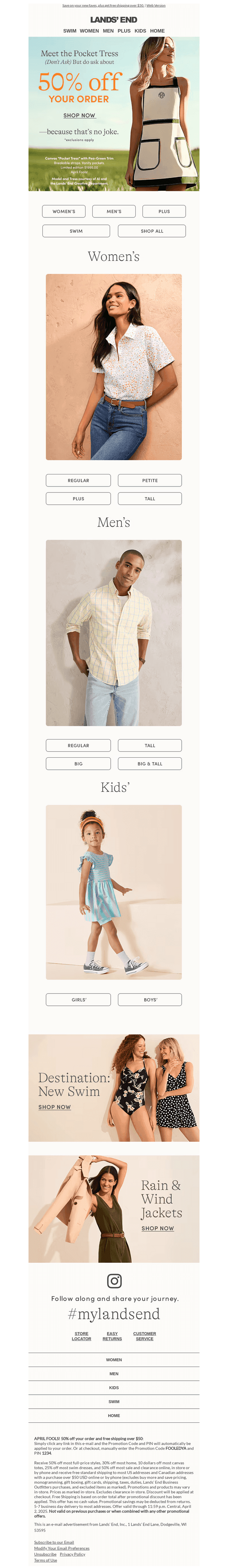 50% off your order – no foolin'!