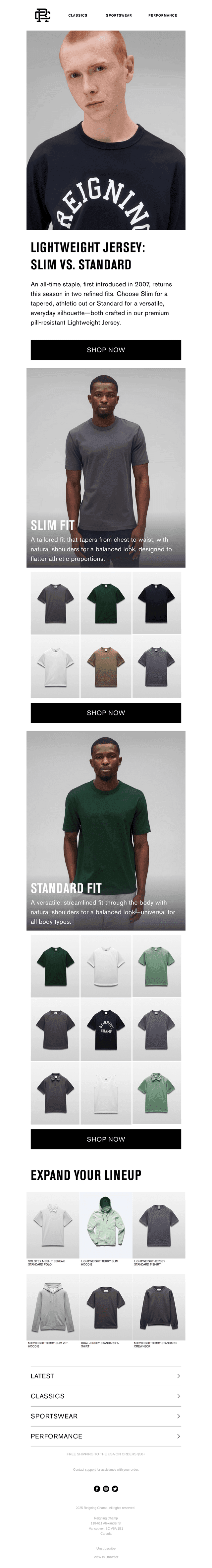 Our Original Lightweight Tee. Now in Two Fits.