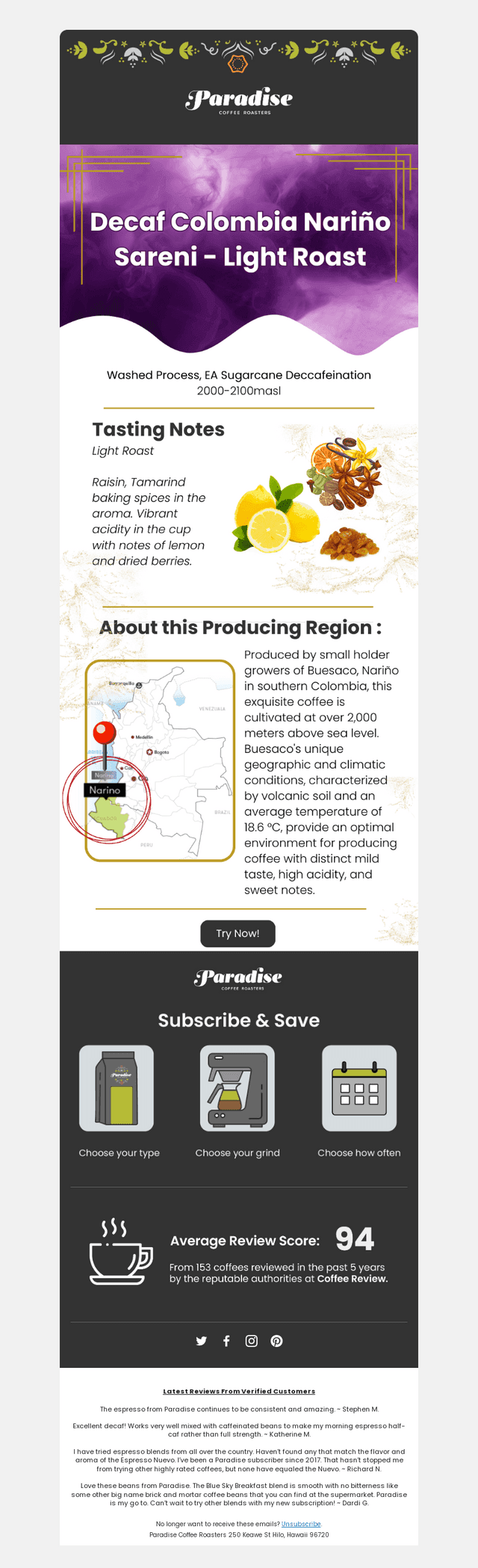 Sip into Spring with  a New Decaf!