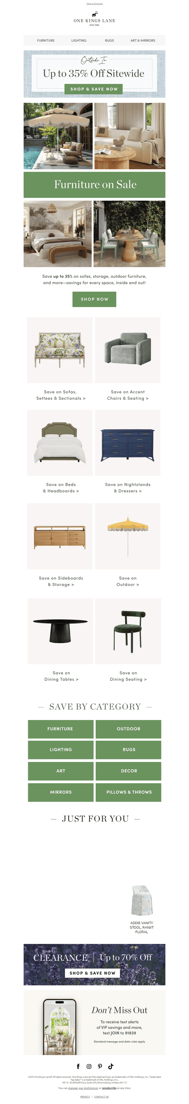 Save Up to 35% on Sofas, Outdoor, Dining & More