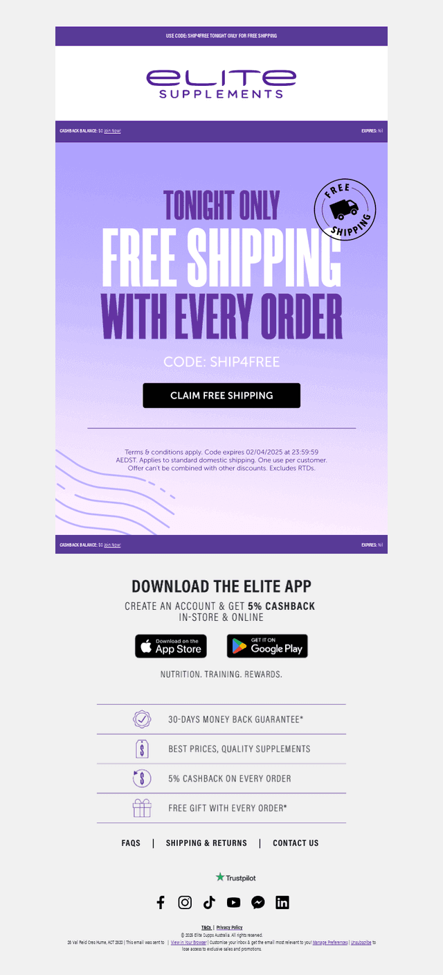 🚚 Supps Delivered For $0