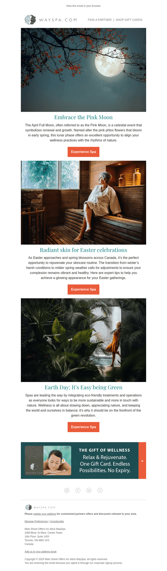 WaySpa email from Wed, Apr 2, 2025