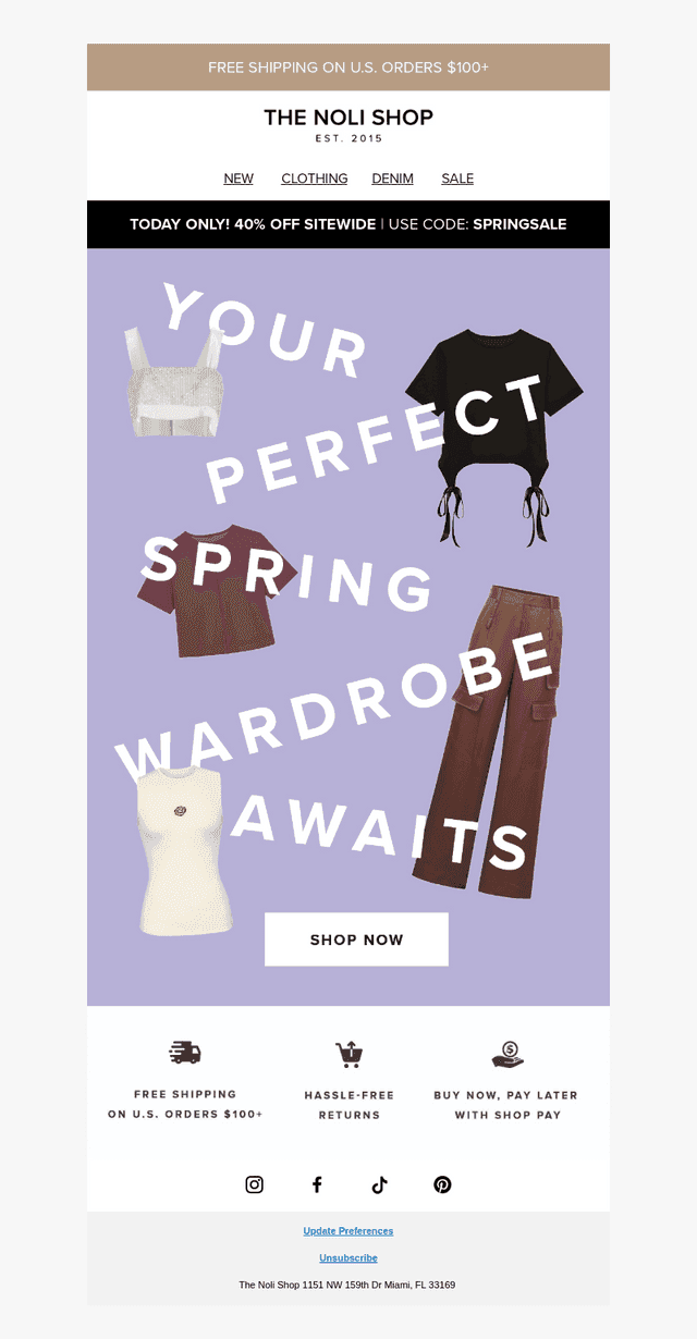 Spring Style Alert: Limited Time 40% Off