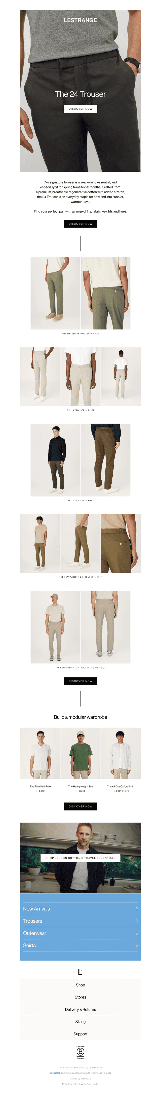 Lightweight, breathable trousers for spring
