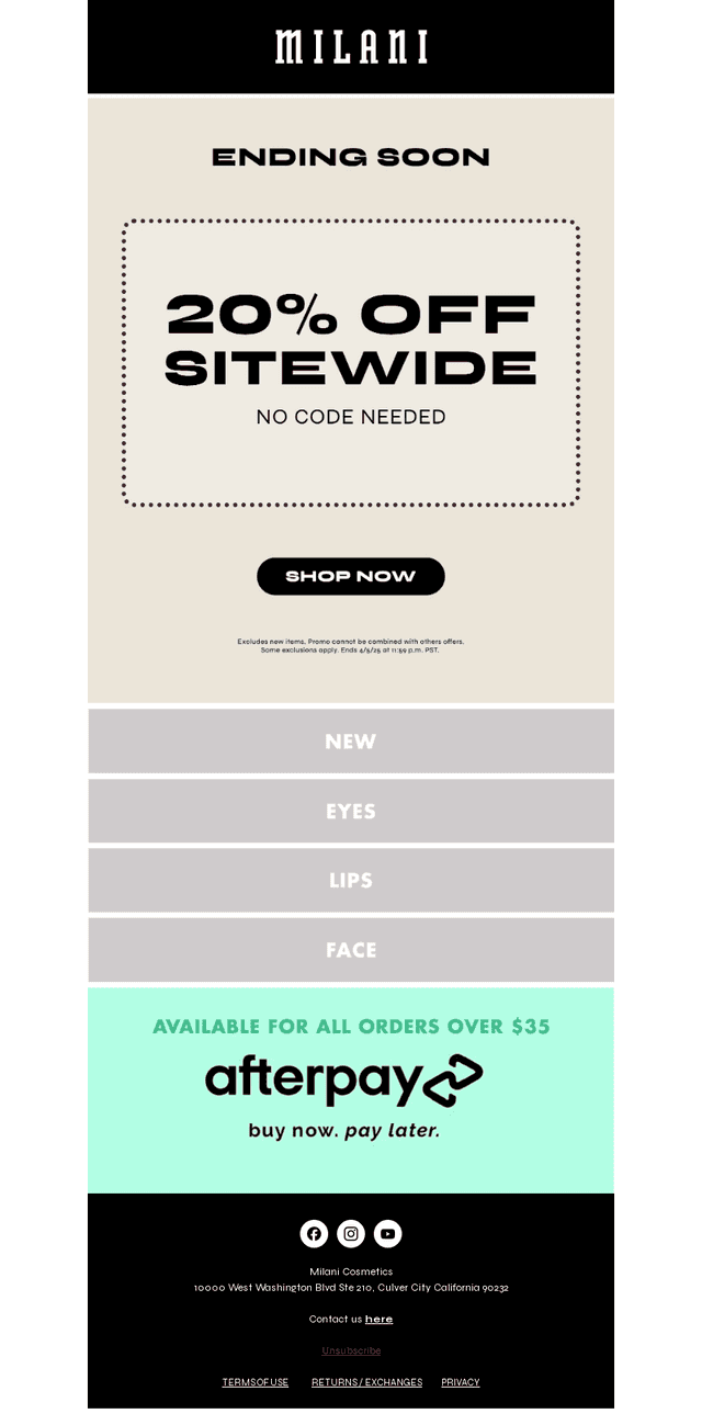 You + 20% off = almost over 💔