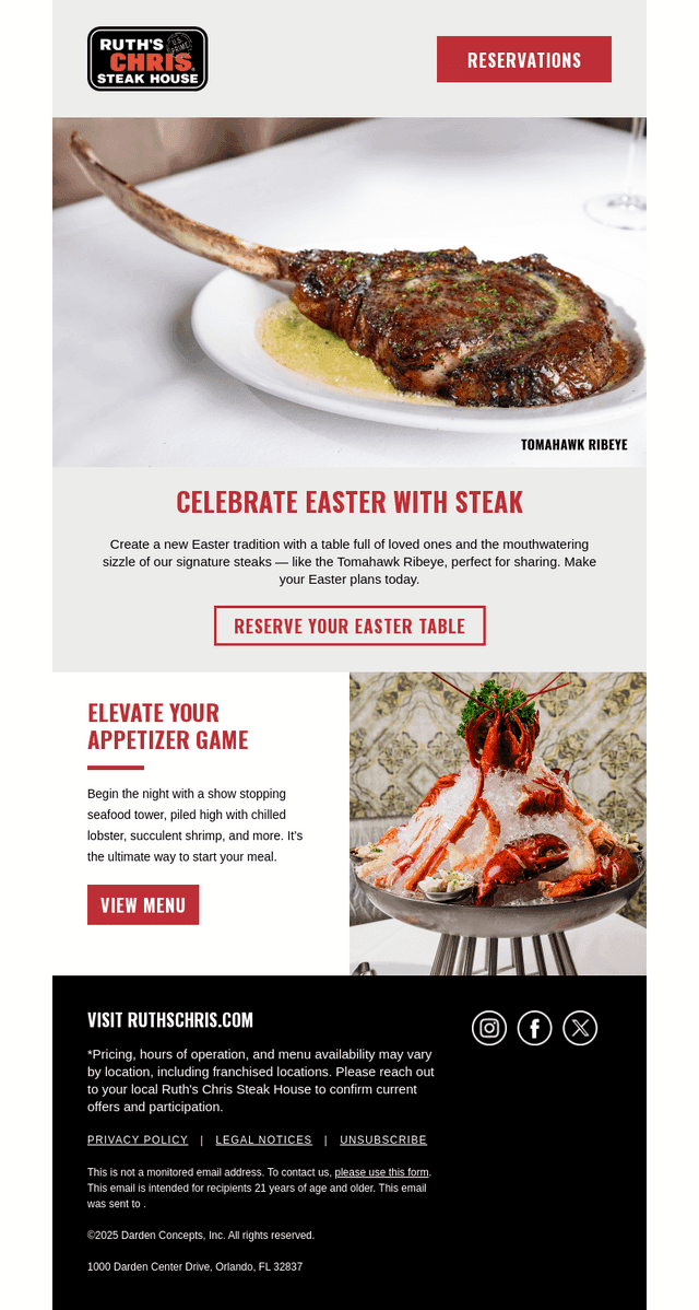 Ruth's Chris email from Thu, Apr 3, 2025