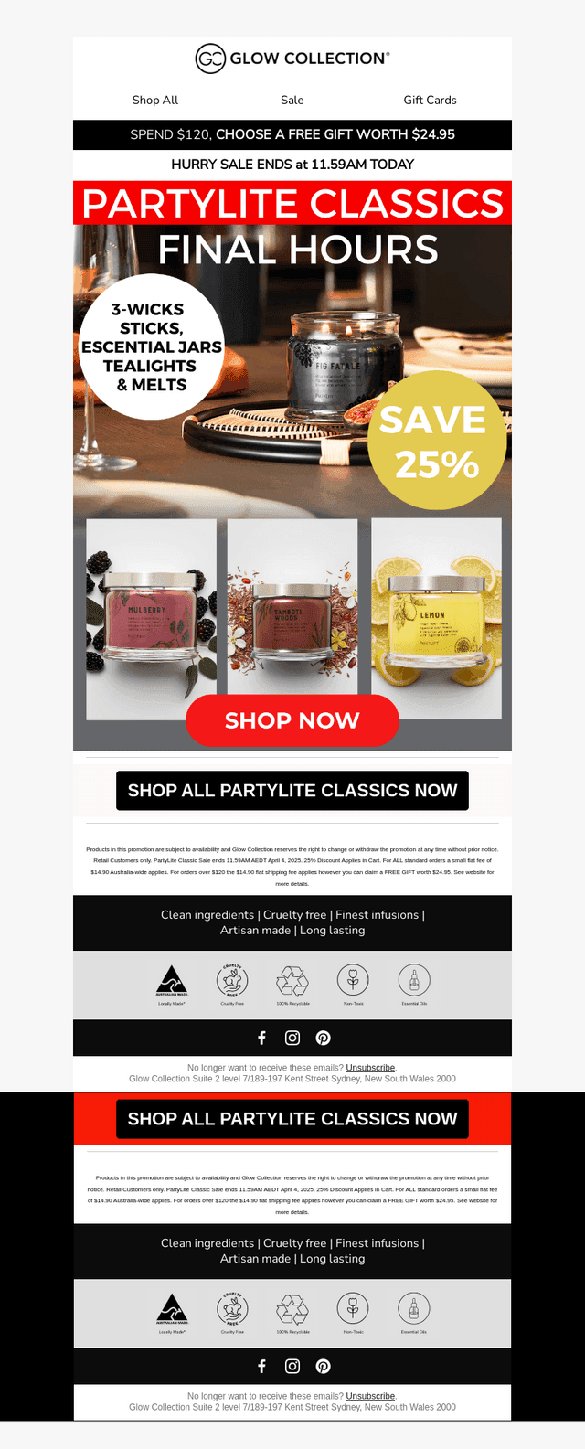 Hurry 25% OFF PartyLite Classics Ends Midday
