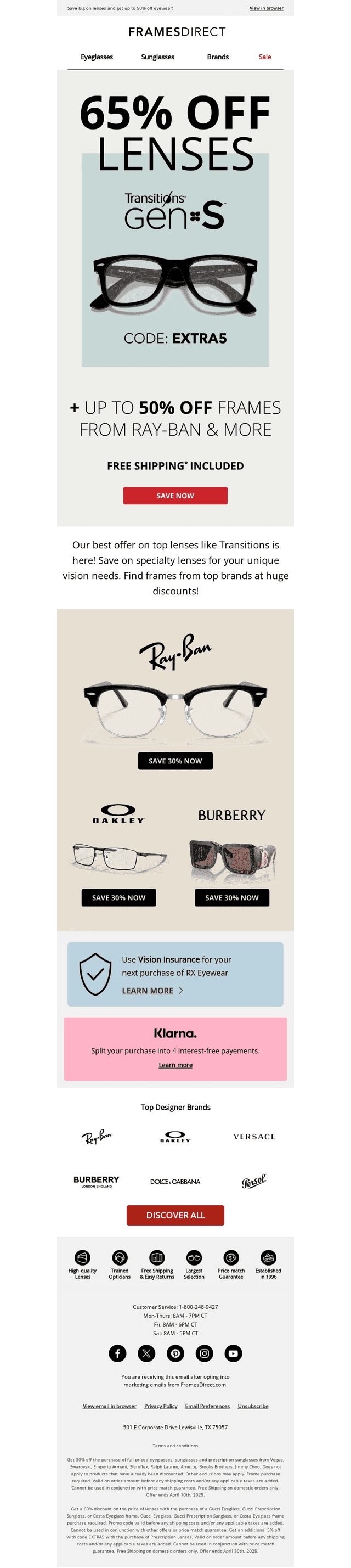 FramesDirect email from Fri, Apr 4, 2025