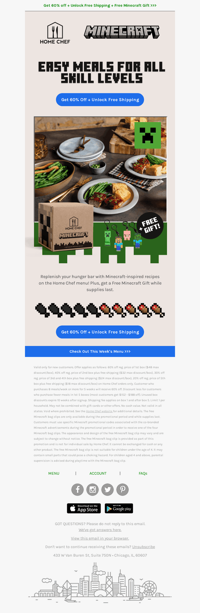 Fill your inventory with Minecraft-inspired meals