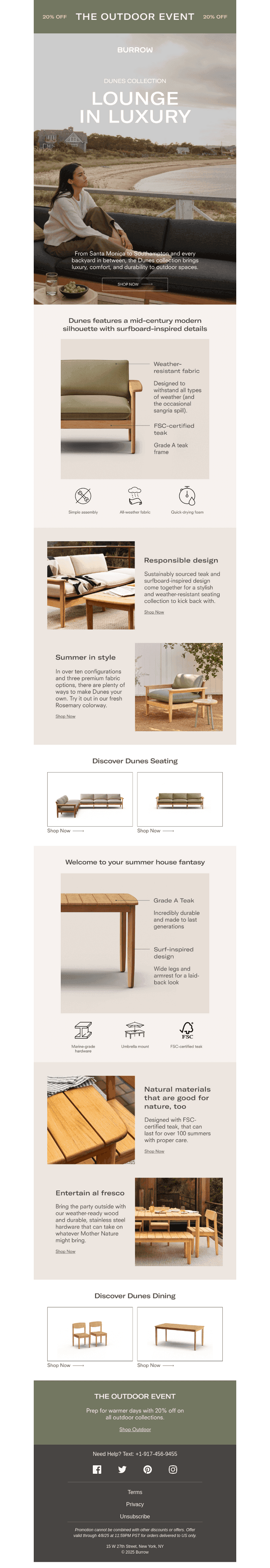 Modern design, premium materials, and 20% off