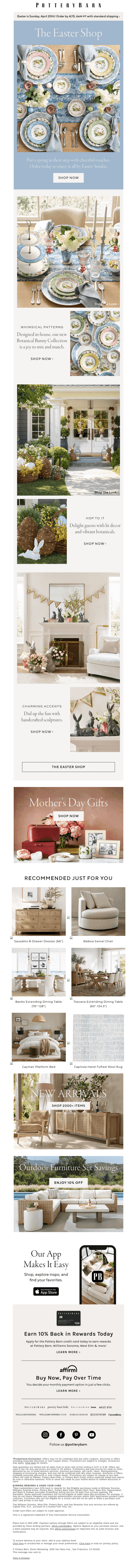 Pottery Barn email from Mon, Apr 7, 2025