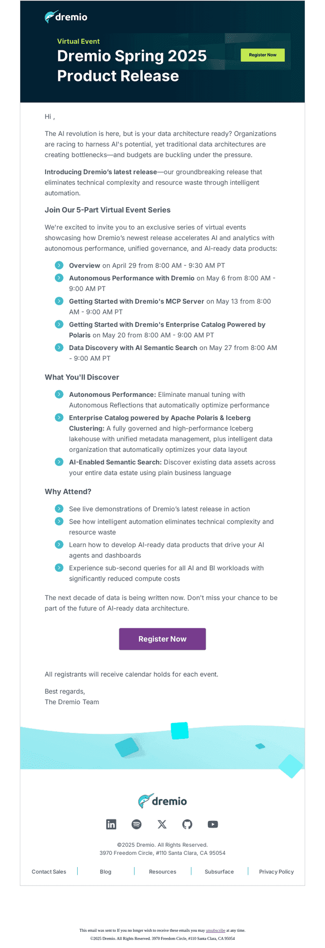 Join Us: Accelerate AI with Intelligent Automation - Dremio Spring 2025 Release