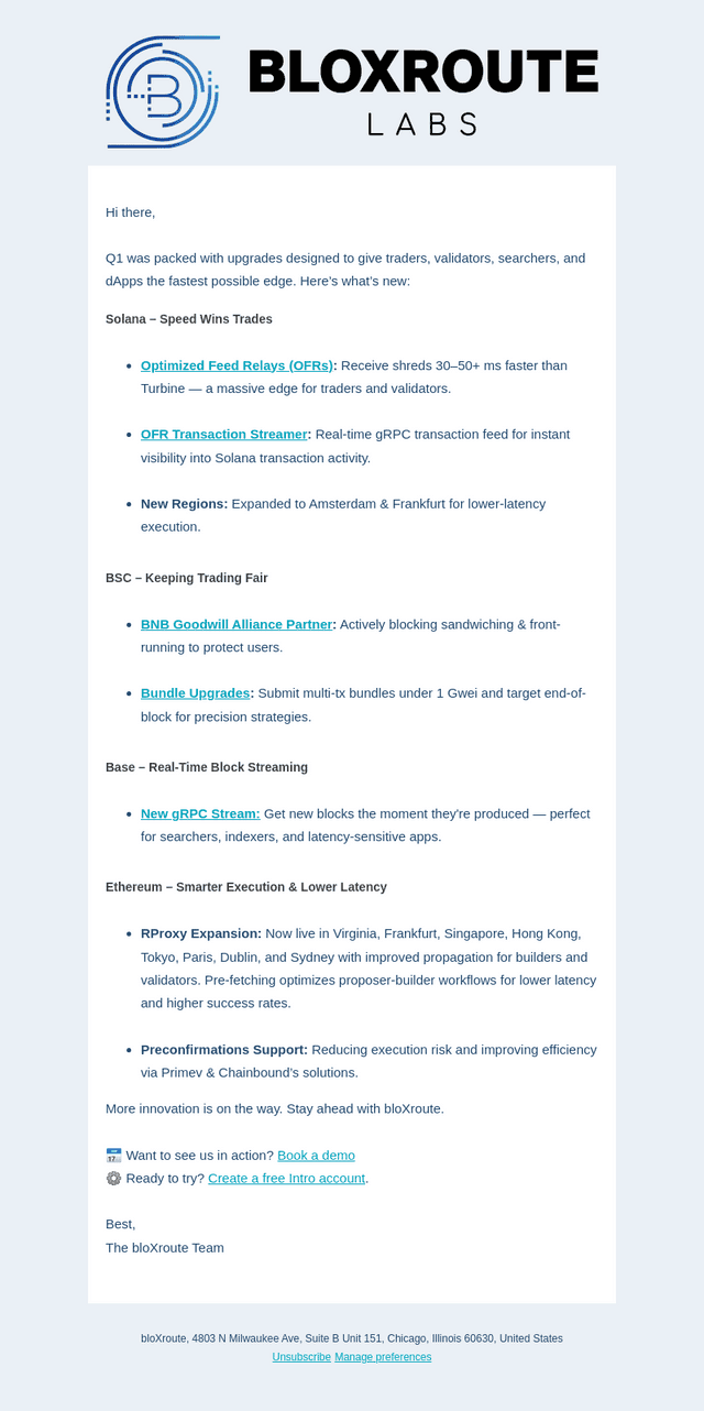 bloXroute Q1 Wrap-Up: Speed, Protection, & New Performance Tools